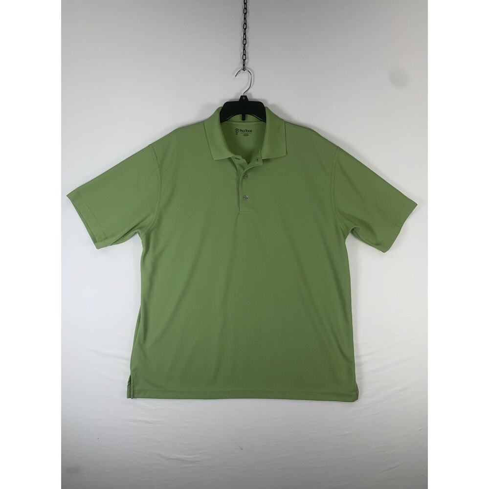 Pro Tour Polo Shirt Mens XL Green 100% Polyester Short Sleeve Performance Golf
